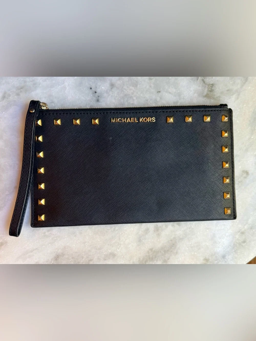 Michael Kors Saffiano Leather Sandrine Large Zip Clutch Wristlet